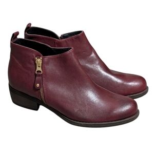 Eric Michael Women's London Zip-Up Ankle Boots in wine side zip size 37